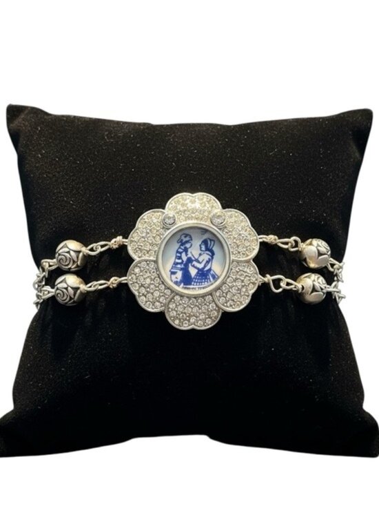 Hand Crafted Jewelry - Denmark Icon Mug Mother & Child China Bracelet - Vintage Watch Upcycled 8.5"
